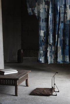 Japanese Antique Iron Folding Zaisu Chair 1860s-1920s / Zen Wabisabi