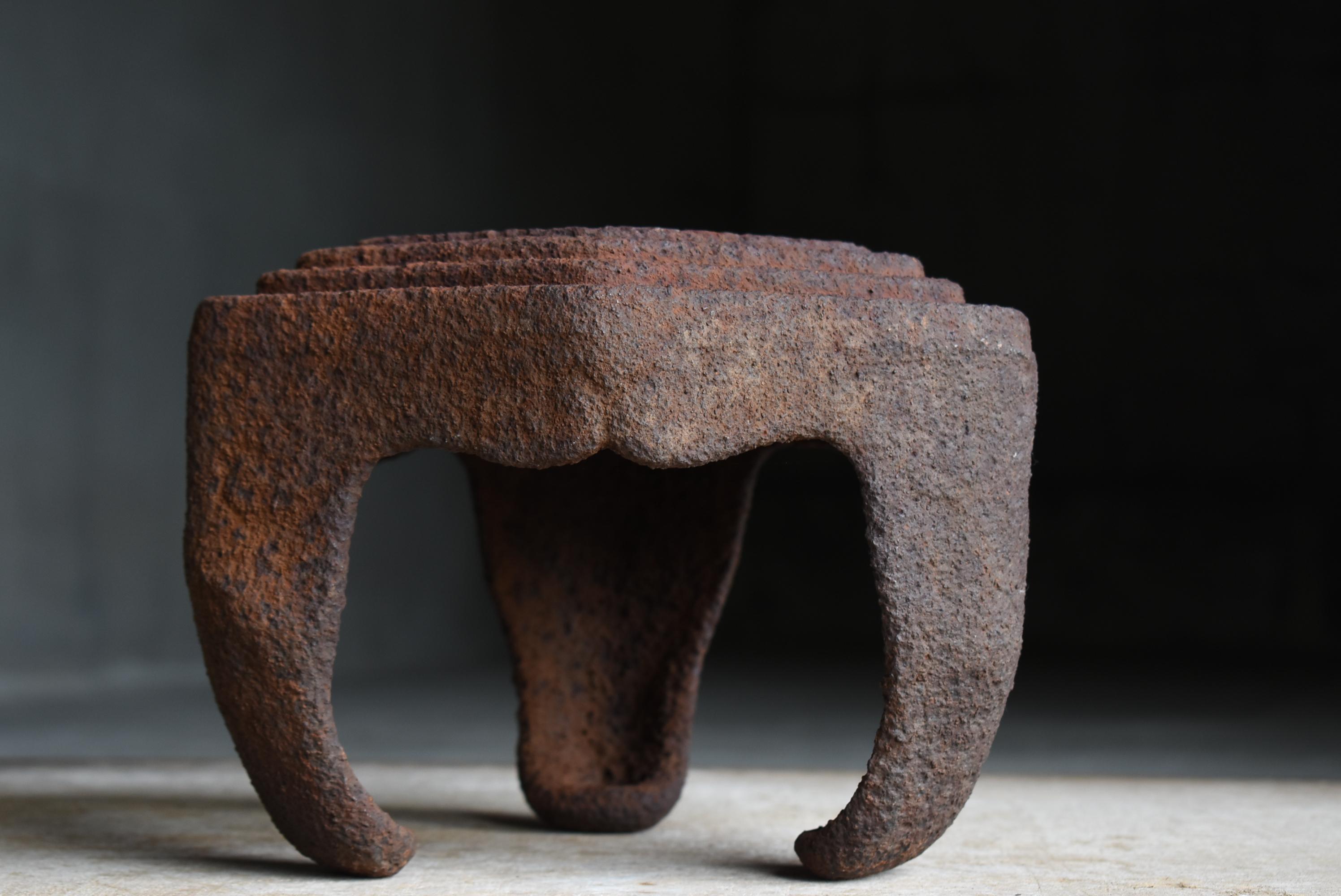 Metalwork Japanese Antique Iron Hexagonal Stand 1860s-1900s / Ornament Wabisabi For Sale