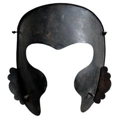 Japanese Antique Iron Samurai Half Mask "Saru-Menpo ・18th Century wabisabi Zen
