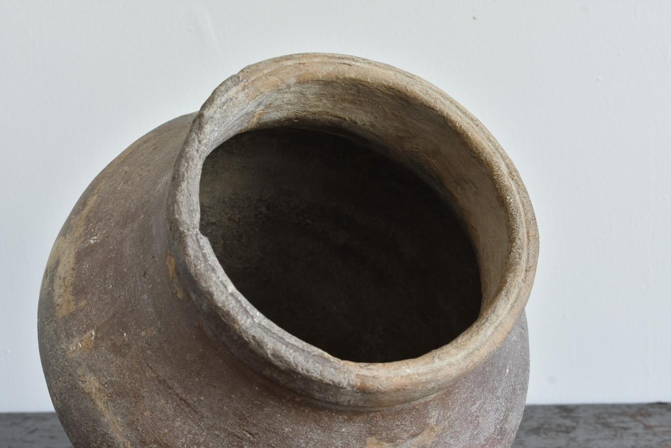 Pottery Japanese Antique Jar / 1400-1500 / Small Wabi-Sabi Pot / Vase For Sale
