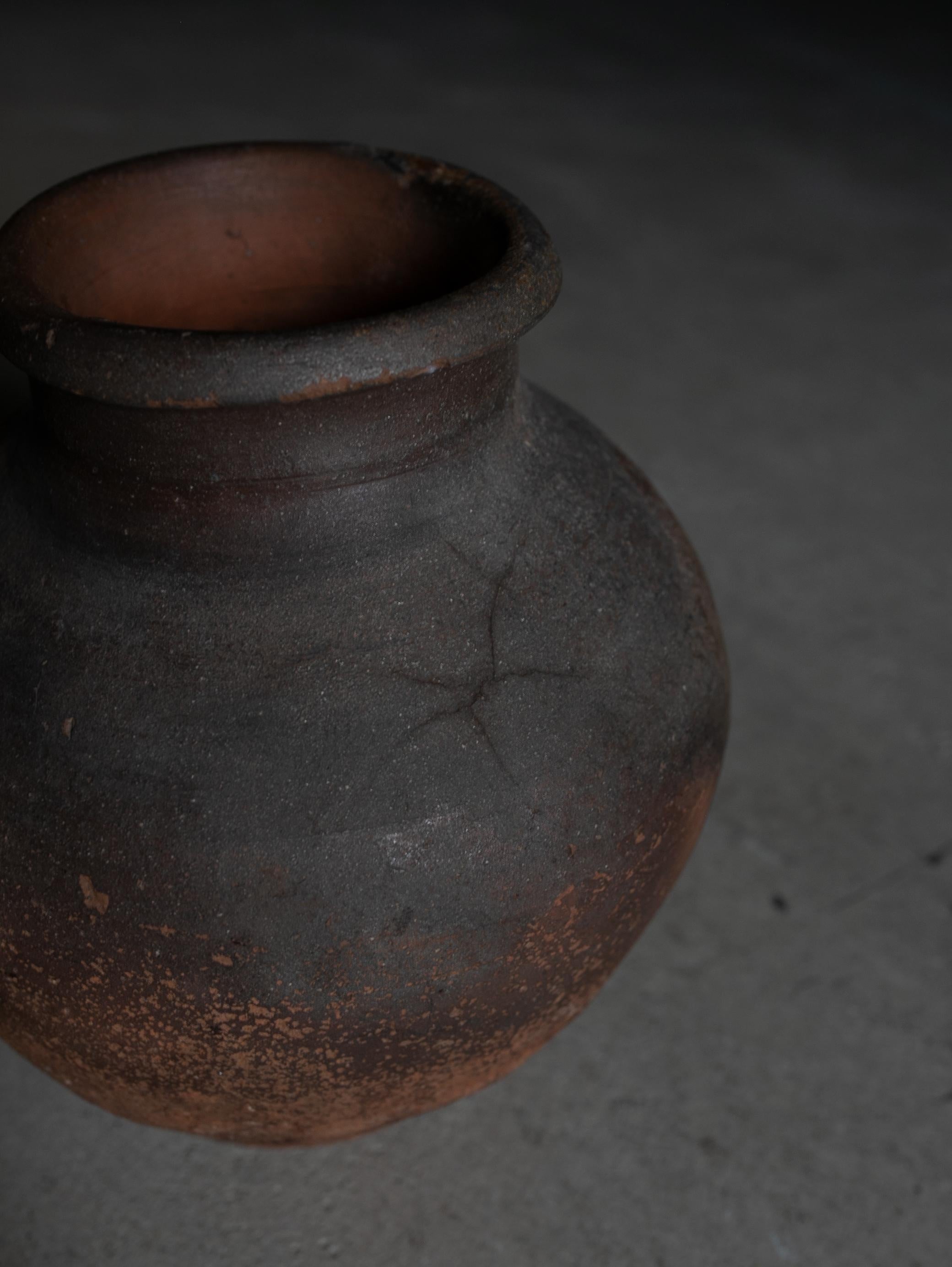 Pottery Japanese Antique Jar 1400-1500s / Simple Wabi-Sabi Tokoname Vase