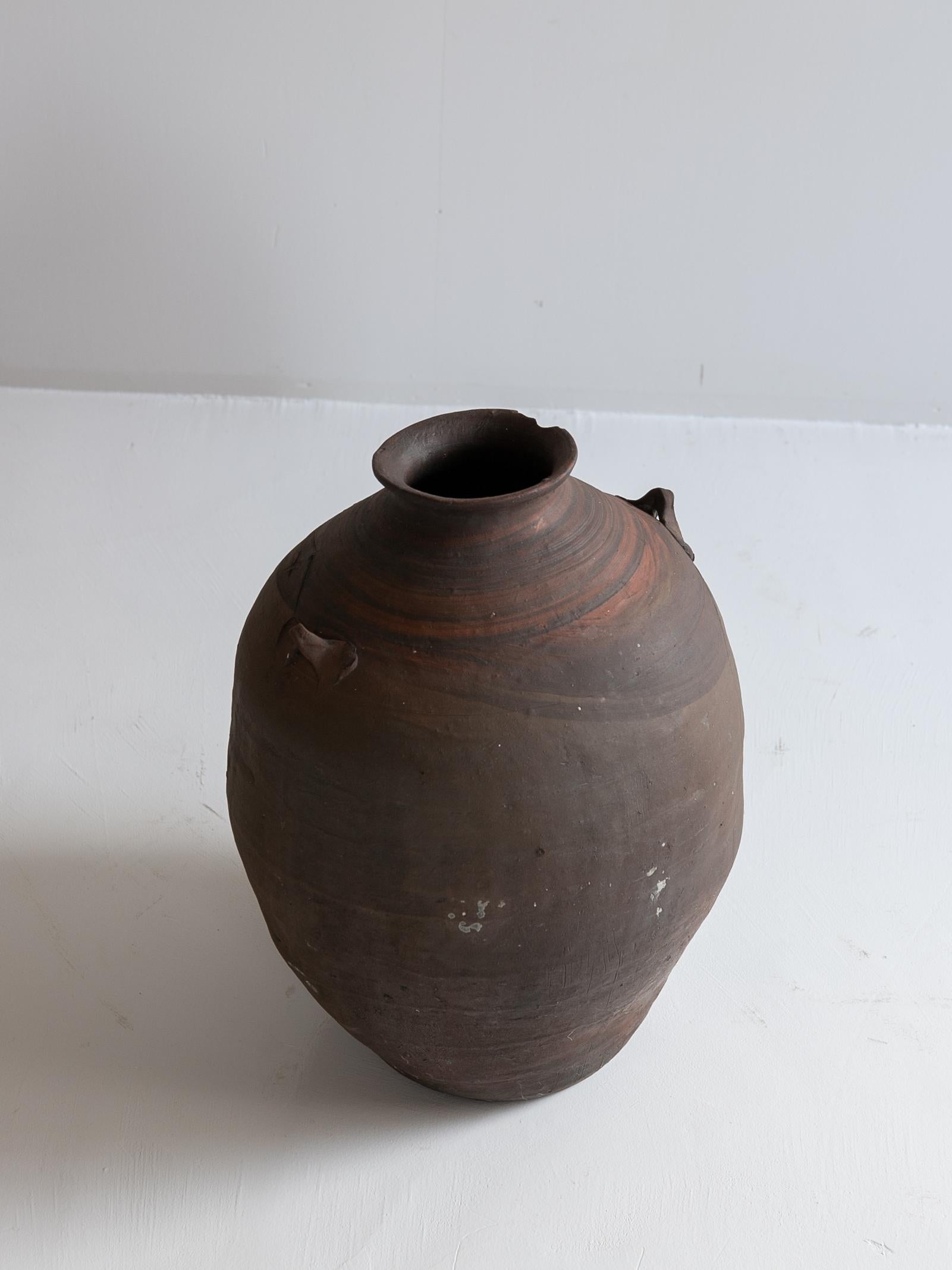 Pottery Japanese Antique Jar / 1900s / Atmosphere Cool Vase / Wabisabi Art / Mingei For Sale