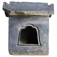 Sanctuaire miniature japonais ancien Kawara Zushi 1860s-1920s / Sculpture Wabisabi