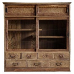 Japanese Antique Keyaki Chadansu (Tea Cabinet), Taisho Era'1912-1926', Wabi Sabi