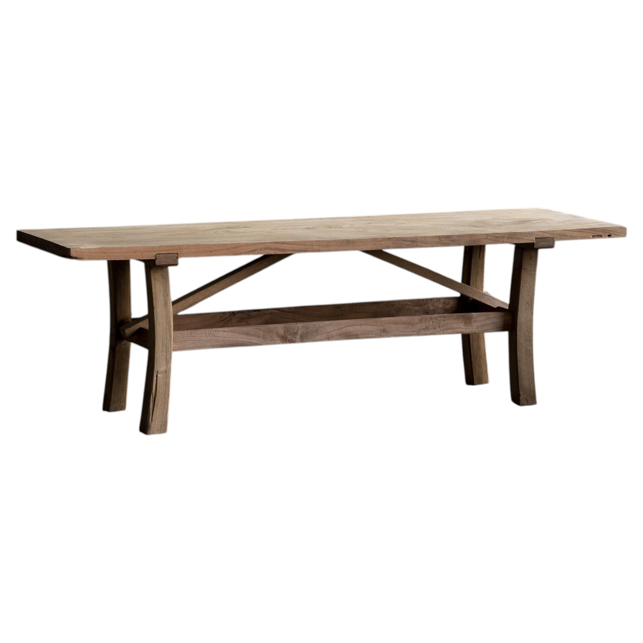 Japanese Antique Keyaki Wood Bench / Low Table, Meiji Era “1868