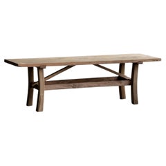 Japanese Antique Keyaki Wood Bench / Low Table, Meiji Era “1868–1912”