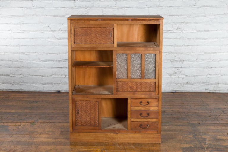 Japanese Antique Kitchen with Sliding Doors, Rattan and Glass