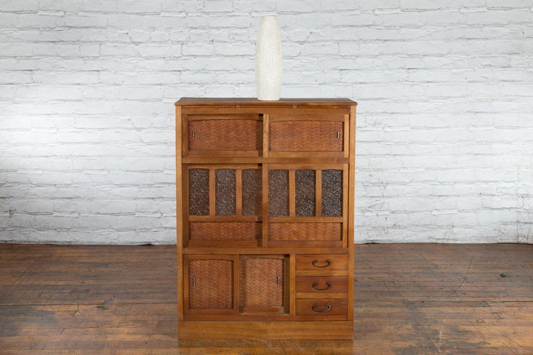 Japanese Antique Kitchen with Sliding Doors, Rattan and Glass