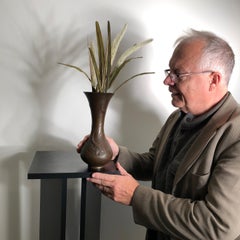 Japanese Antique "Koi & Waves" Bronze Vase