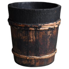 Japanese Antique Lacquer Bucket 1860s-1900s / Plant Cover Wabi Sabi