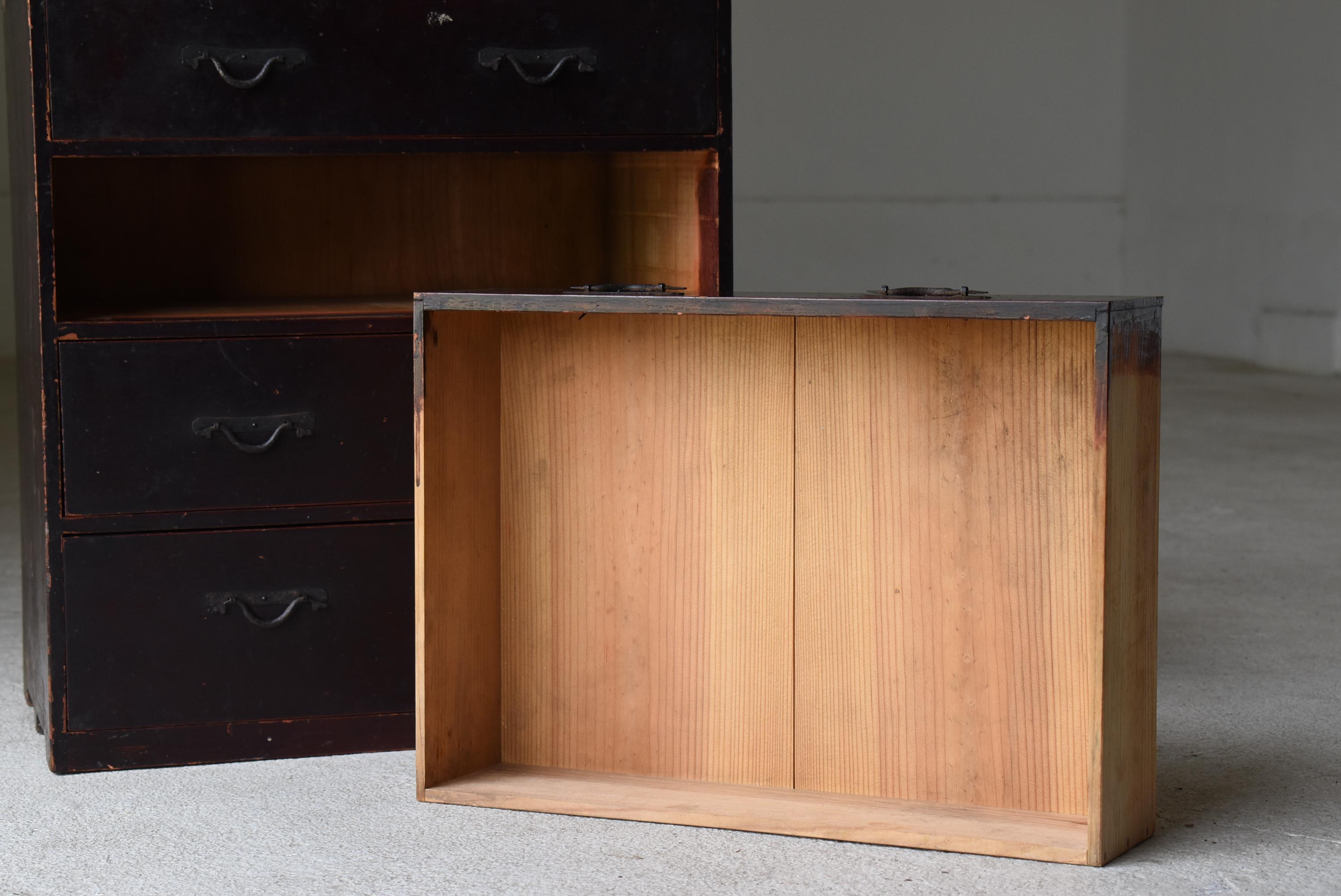 Cajón Pequeño Japonés Antiguo Lacado Años 1860-1920 / Tansu Wabi Sabi 4