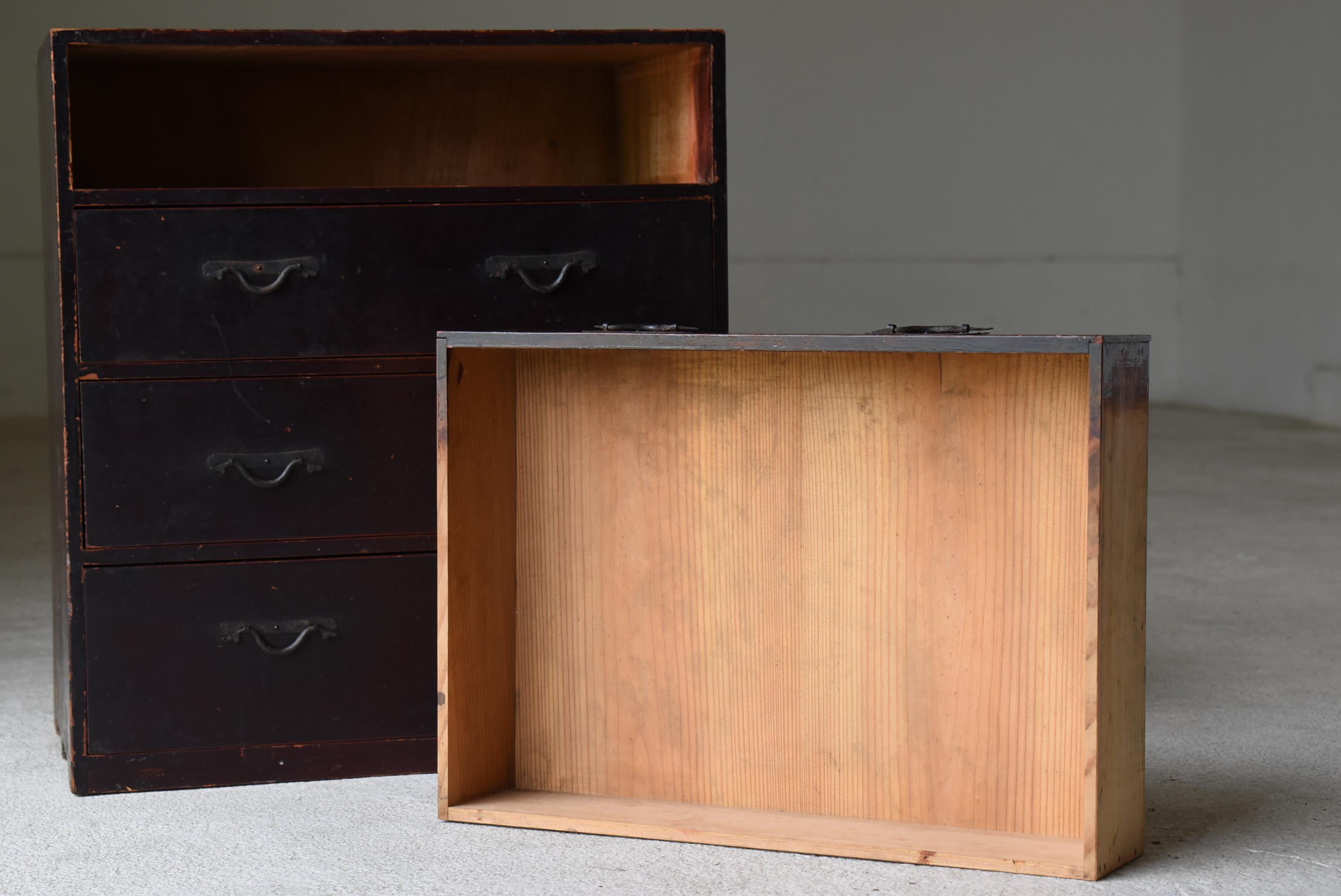 Cajón Pequeño Japonés Antiguo Lacado Años 1860-1920 / Tansu Wabi Sabi 5