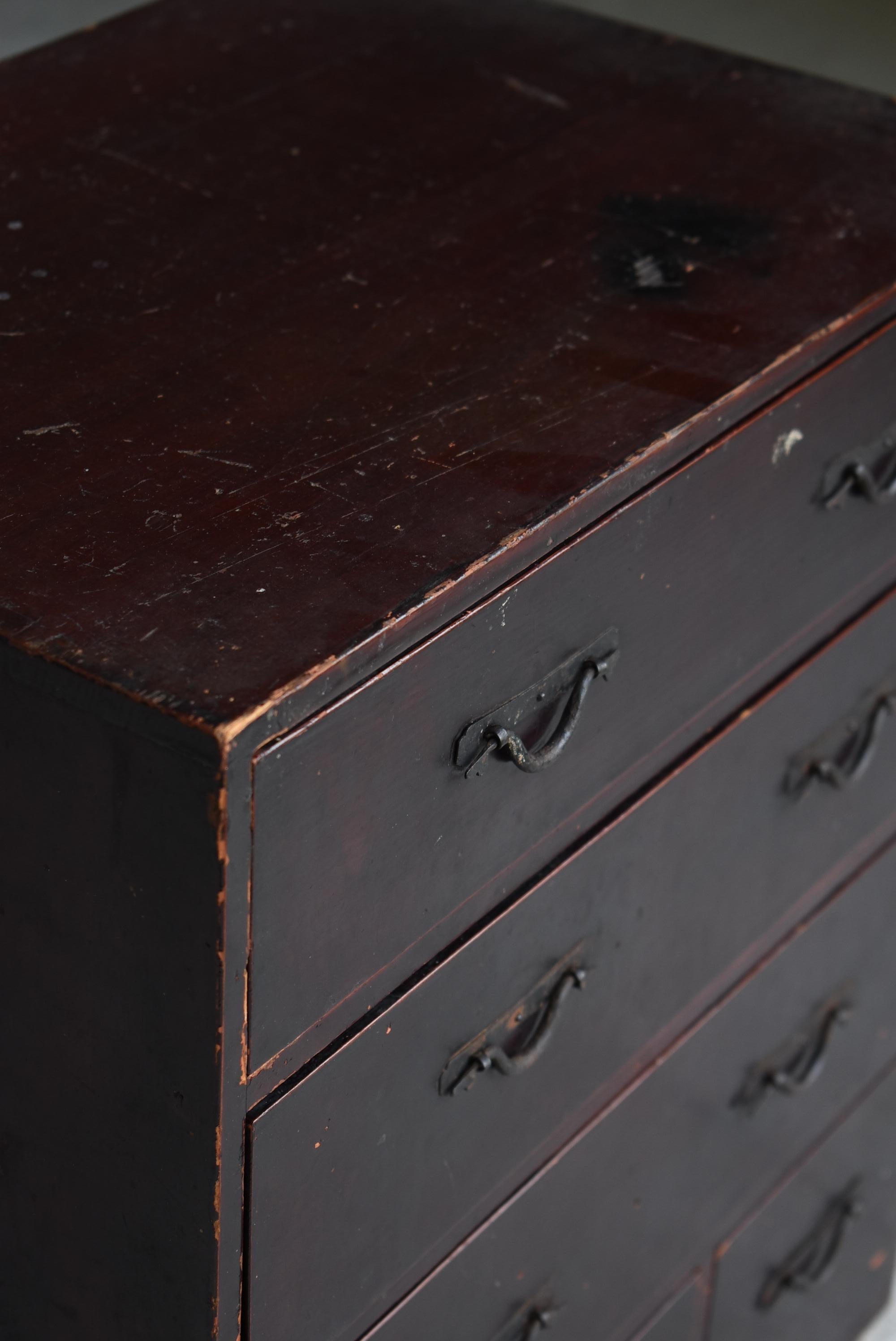Cajón Pequeño Japonés Antiguo Lacado Años 1860-1920 / Tansu Wabi Sabi 10