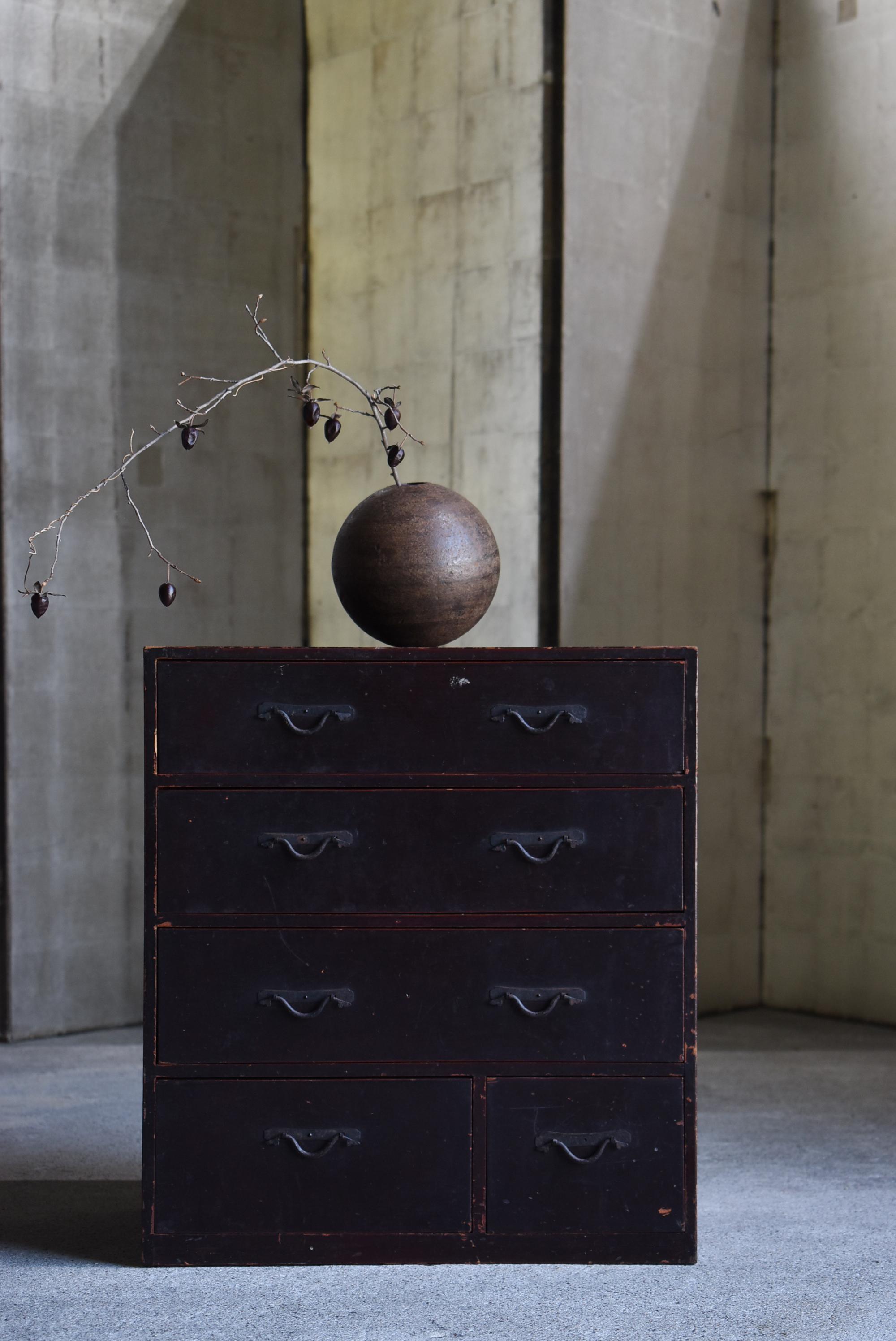 Cajón Pequeño Japonés Antiguo Lacado Años 1860-1920 / Tansu Wabi Sabi Meiji