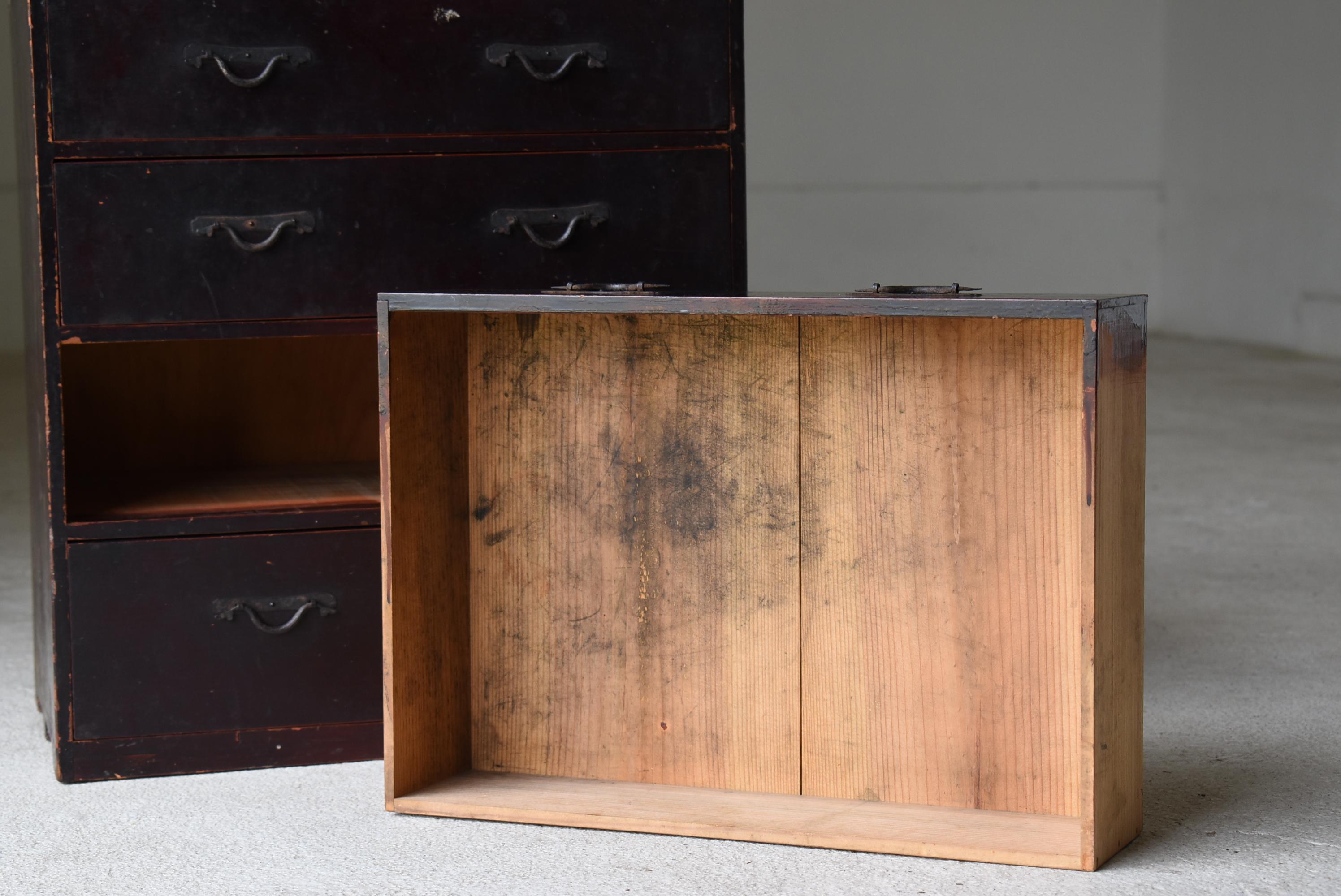 Cajón Pequeño Japonés Antiguo Lacado Años 1860-1920 / Tansu Wabi Sabi 3