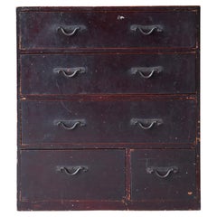 Antike japanische lackierte kleine Schublade 1860er-1920er Jahre / Tansu Wabi Sabi, Tansu