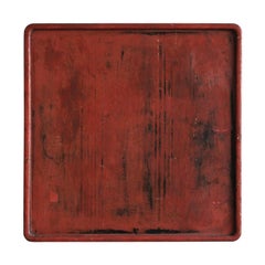 Japanese antique lacquered tray/“Negoro” tray/Edo period/Like abstract painting
