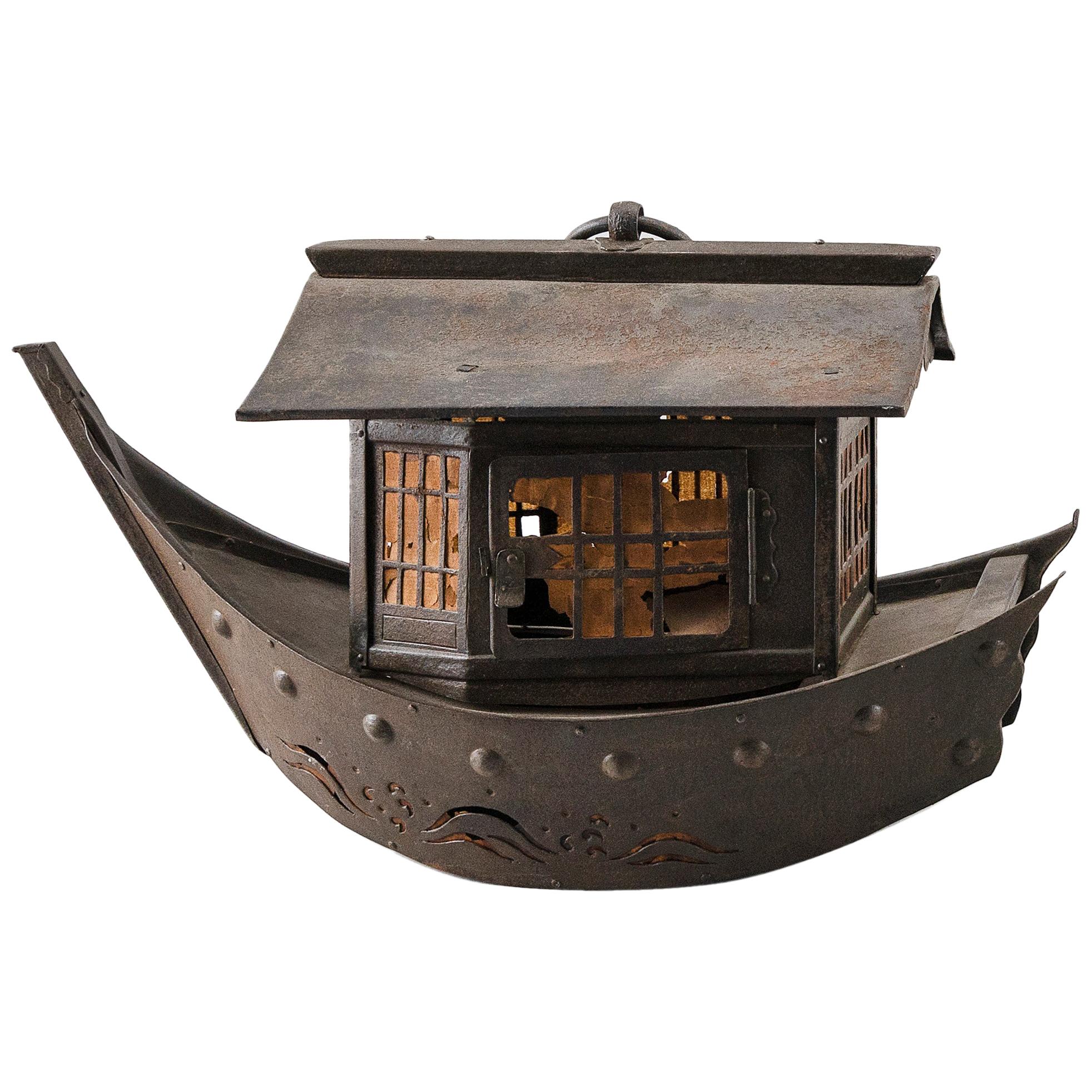 Japanese Antique Lantern "Treasure Fortune Ship" Takarabune, 19th Century