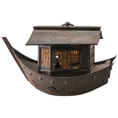 Lanterne ancienne japonaise "Treasure Fortune Ship" Takarabune:: 19e siècle