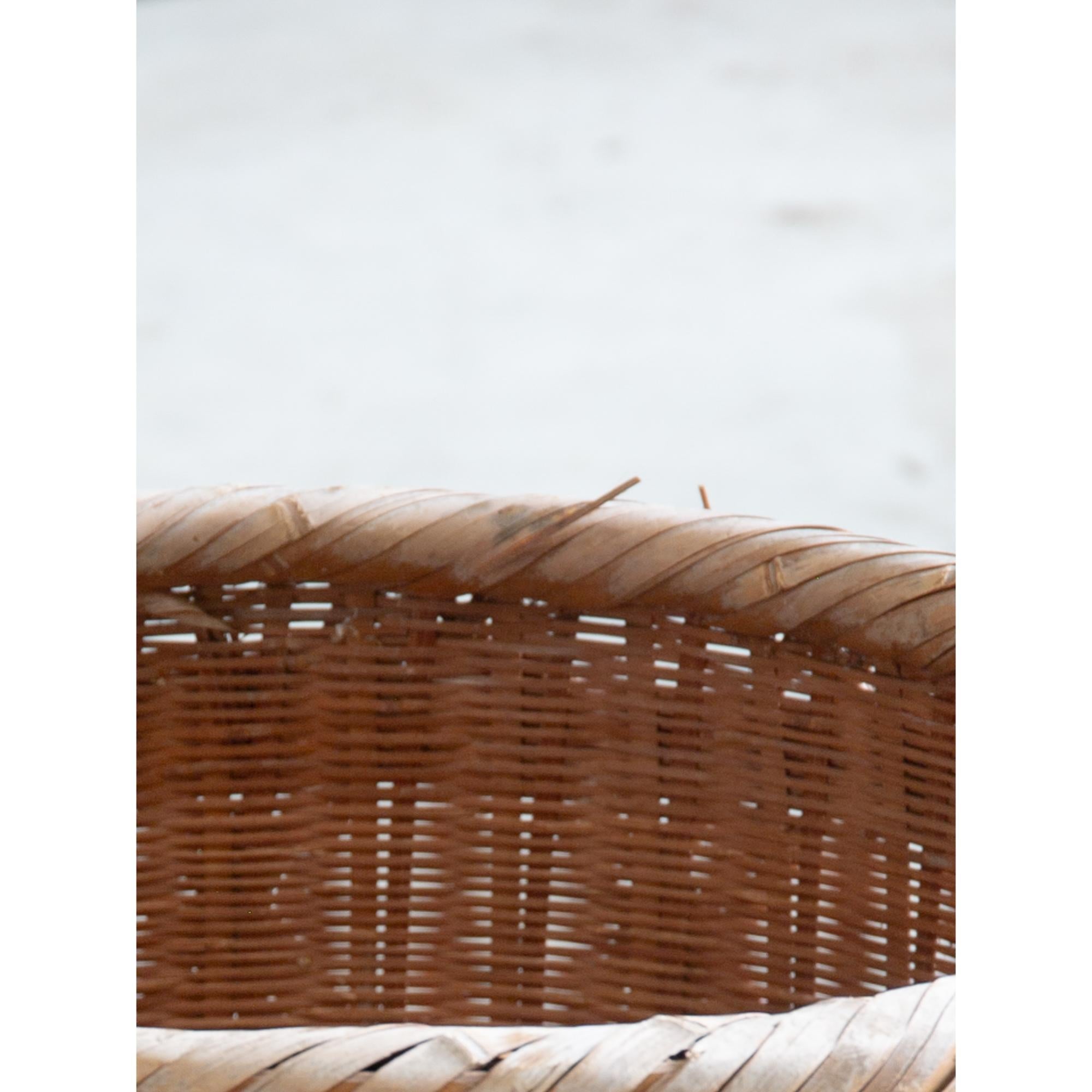 Japanese antique large bamboo double layered basket - wabi sabi primitive decor For Sale 4