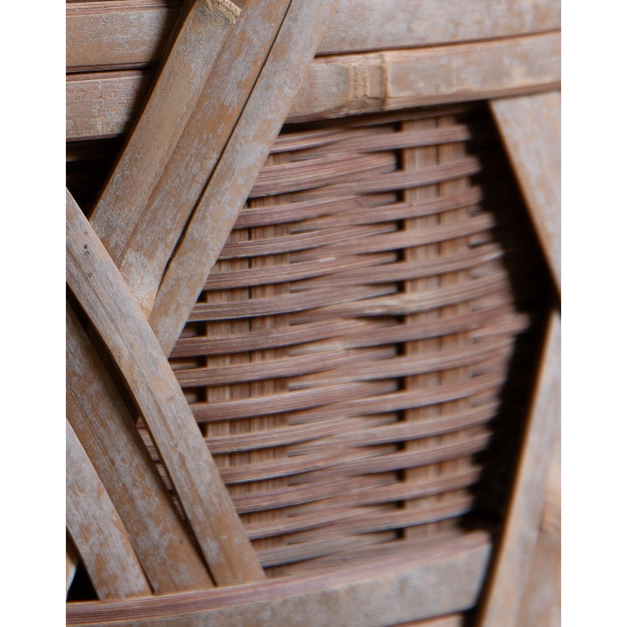 Japanese antique large bamboo double layered basket - wabi sabi primitive decor For Sale 9