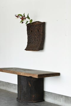 Japanese antique Large basket woven with grape vines/1868-1920/Vase on the wall