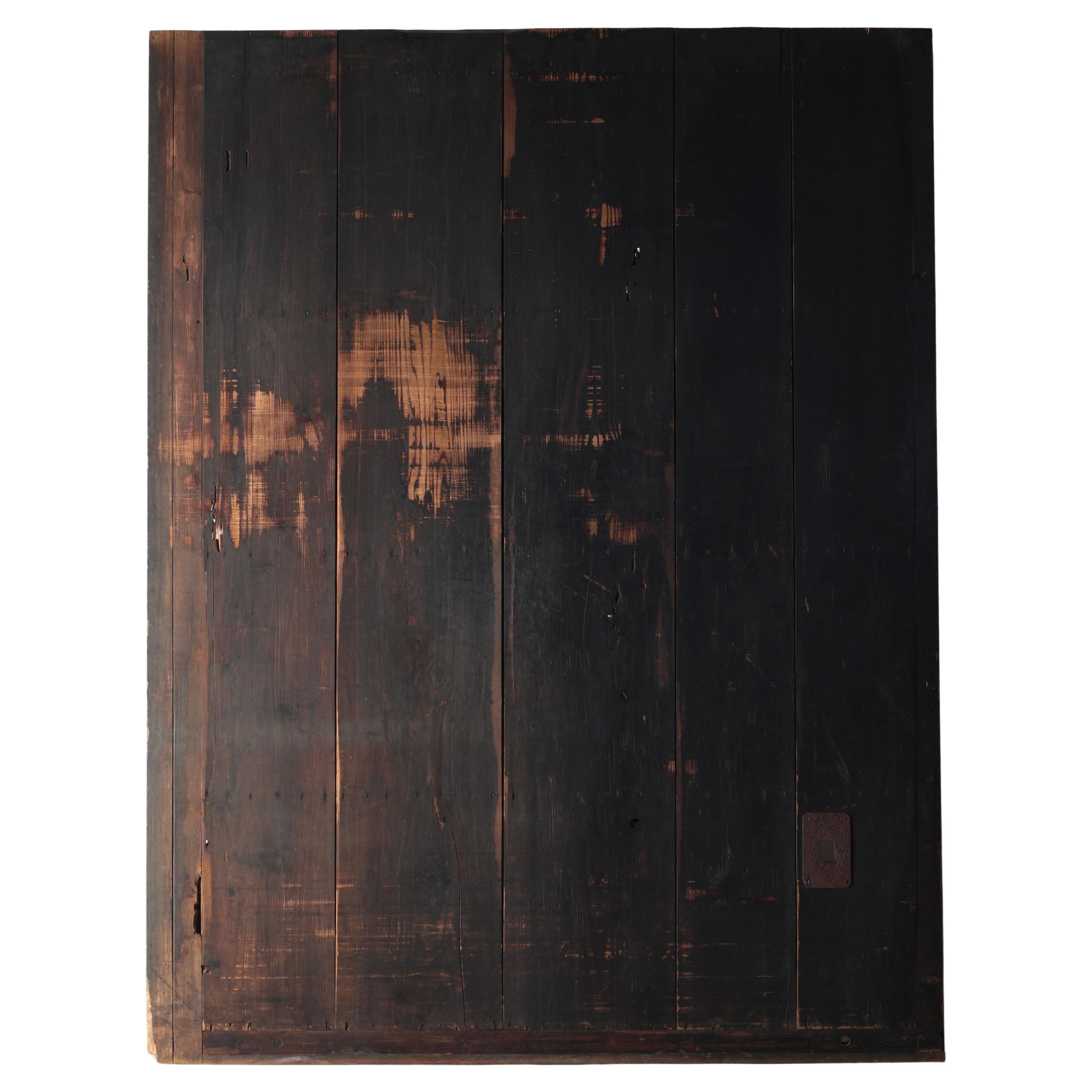 Grande porte noire ancienne japonaise / Décoration murale / 1868-1912s Wabi-sabi