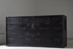 Japanese Antique Large Black Drawer 1860s-1900s / Tansu Sideboard Wabisabi