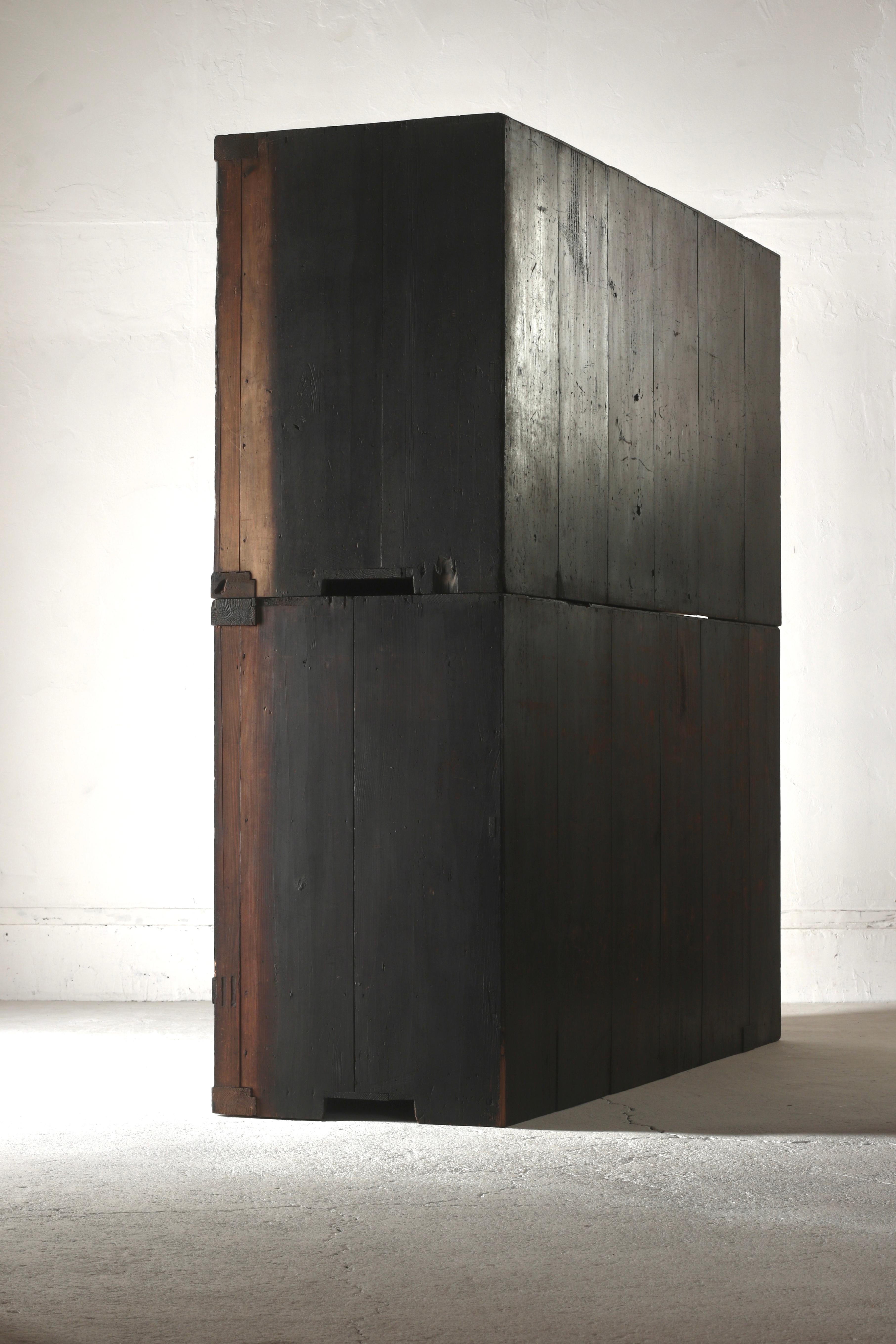 Japanese Antique Large Black Mizuya Tansu /Cabinet Cupboard 1868-1912s Wabi-sabi 4