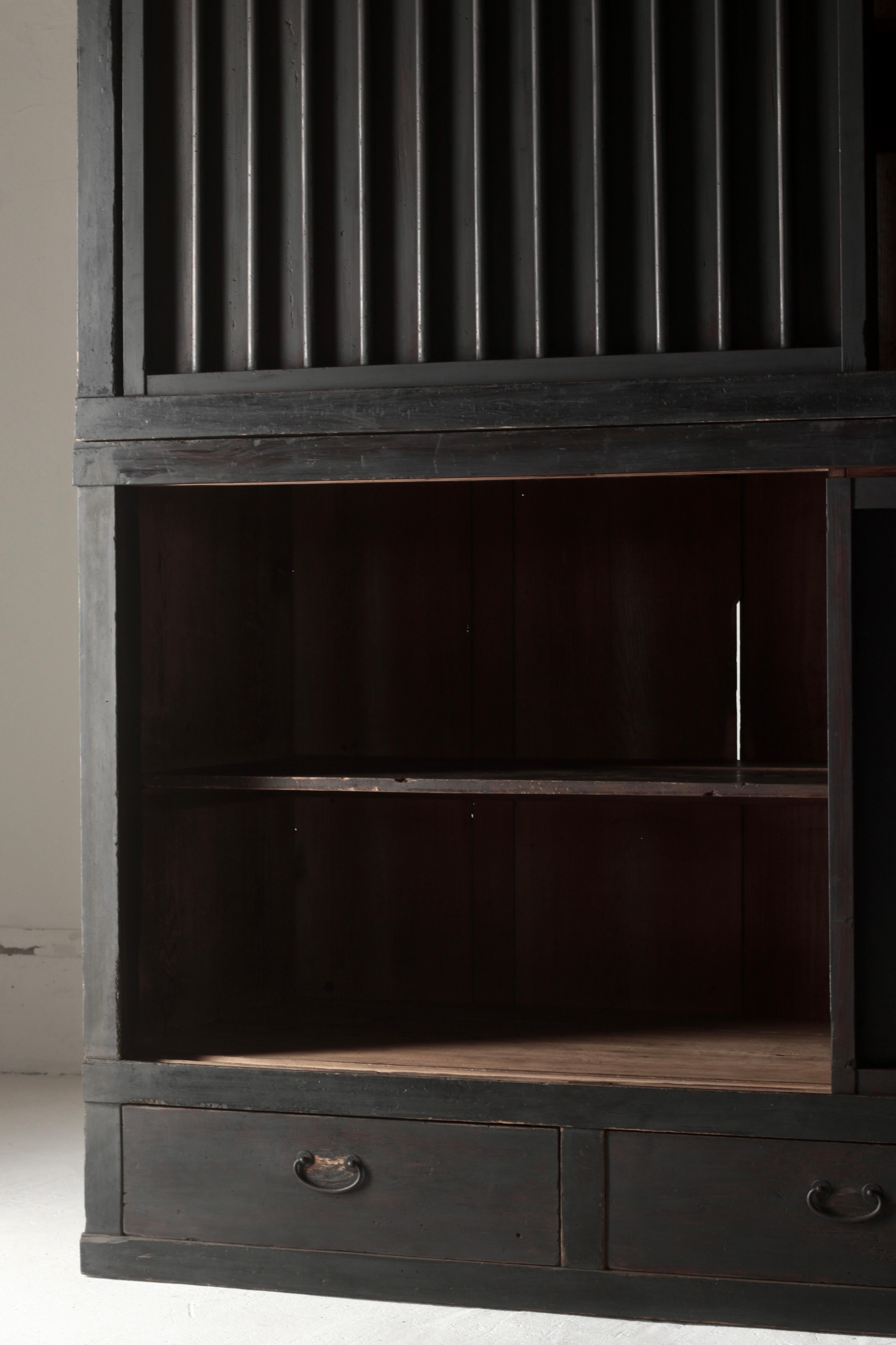 Japanese Antique Large Black Mizuya Tansu /Cabinet Cupboard 1868-1912s Wabi-sabi 7