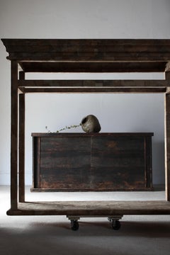 Japanese Antique Large Black Primitive Cabinet / Sideboard Tansu / Wabi-Sabi