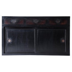 Credenza nera antica giapponese di grandi dimensioni 1860-1900 / Tansu Wabi Sabi