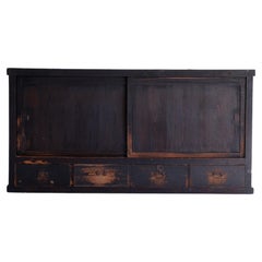 Grand buffet noir ancien japonais 1860s-1900s / Tansu Wabi Sabi