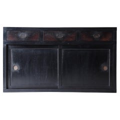 Japanese Antique Large Black Sideboard 1860s-1900s / Tansu Wabisabi