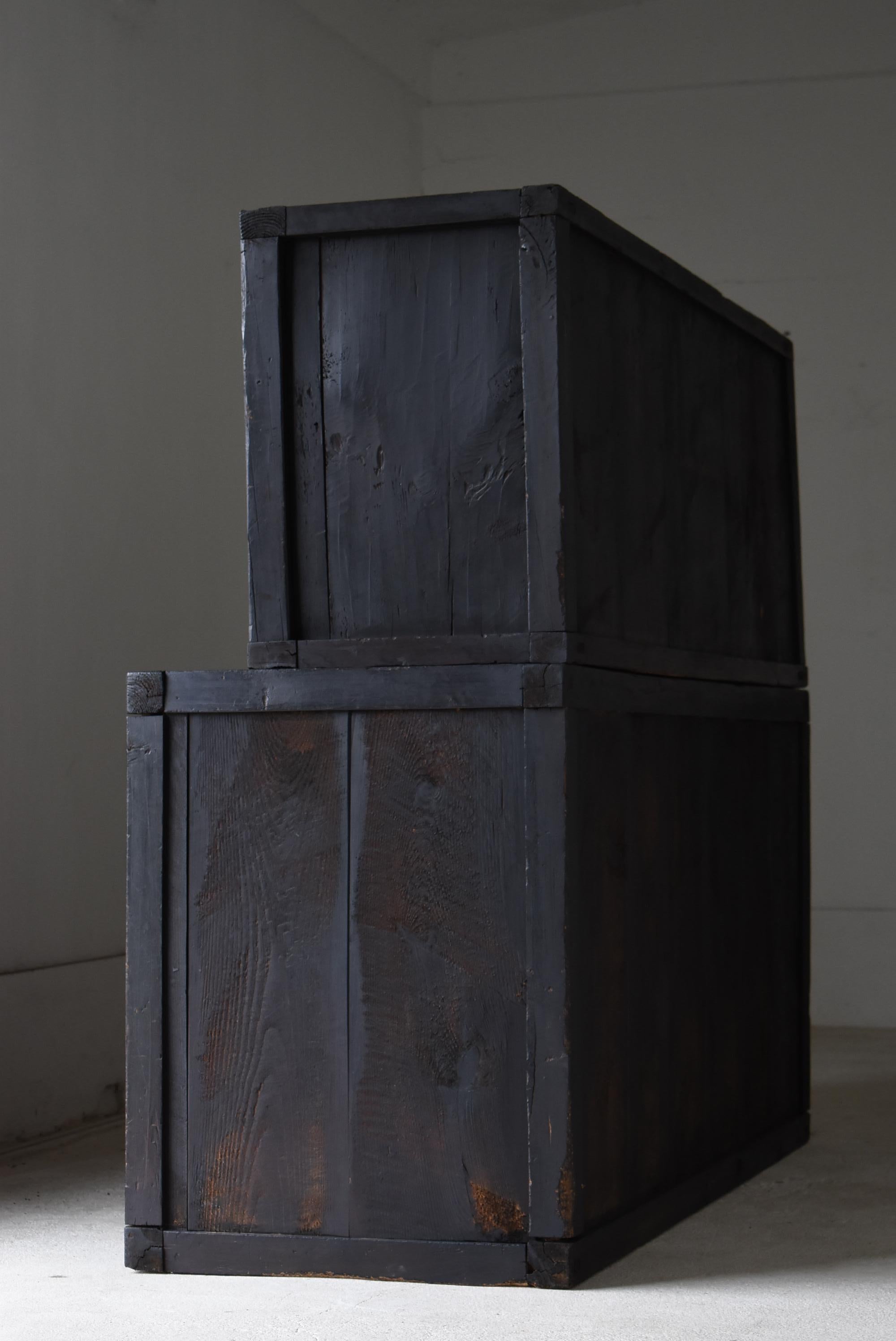 Japanese Antique Large Black Tansu 1860s-1900s / Cabinet Cupboard Wabisabi 10