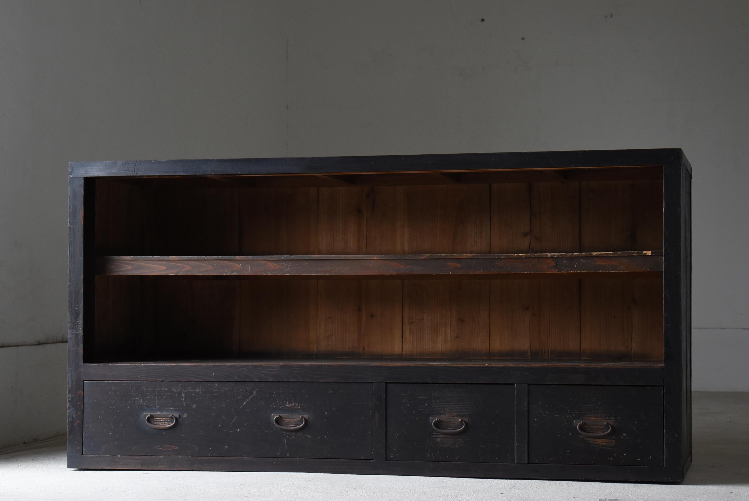 Japanese Antique Large Black Tansu 1860s-1900s / Cabinet Sideboard Wabi Sabi 4