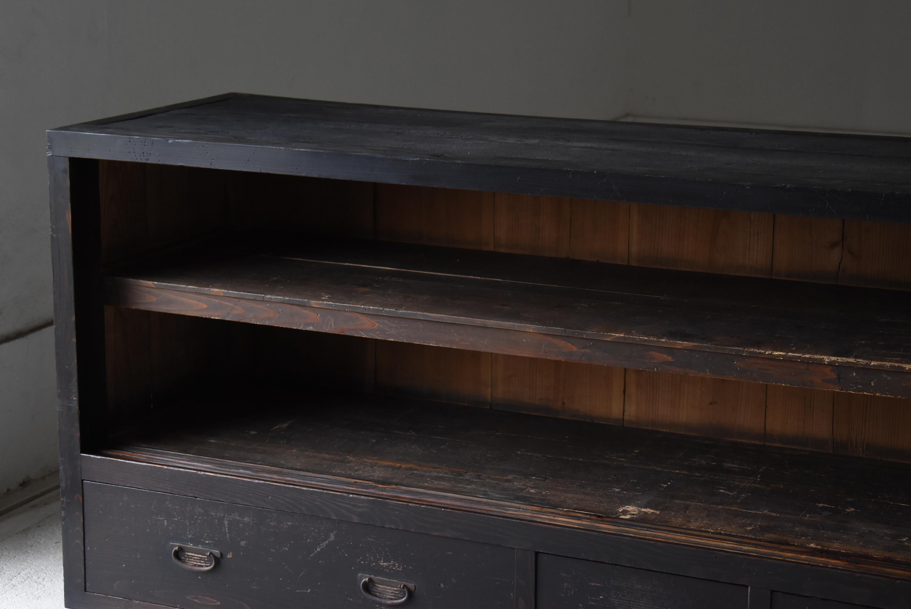 Japanese Antique Large Black Tansu 1860s-1900s / Cabinet Sideboard Wabi Sabi 5