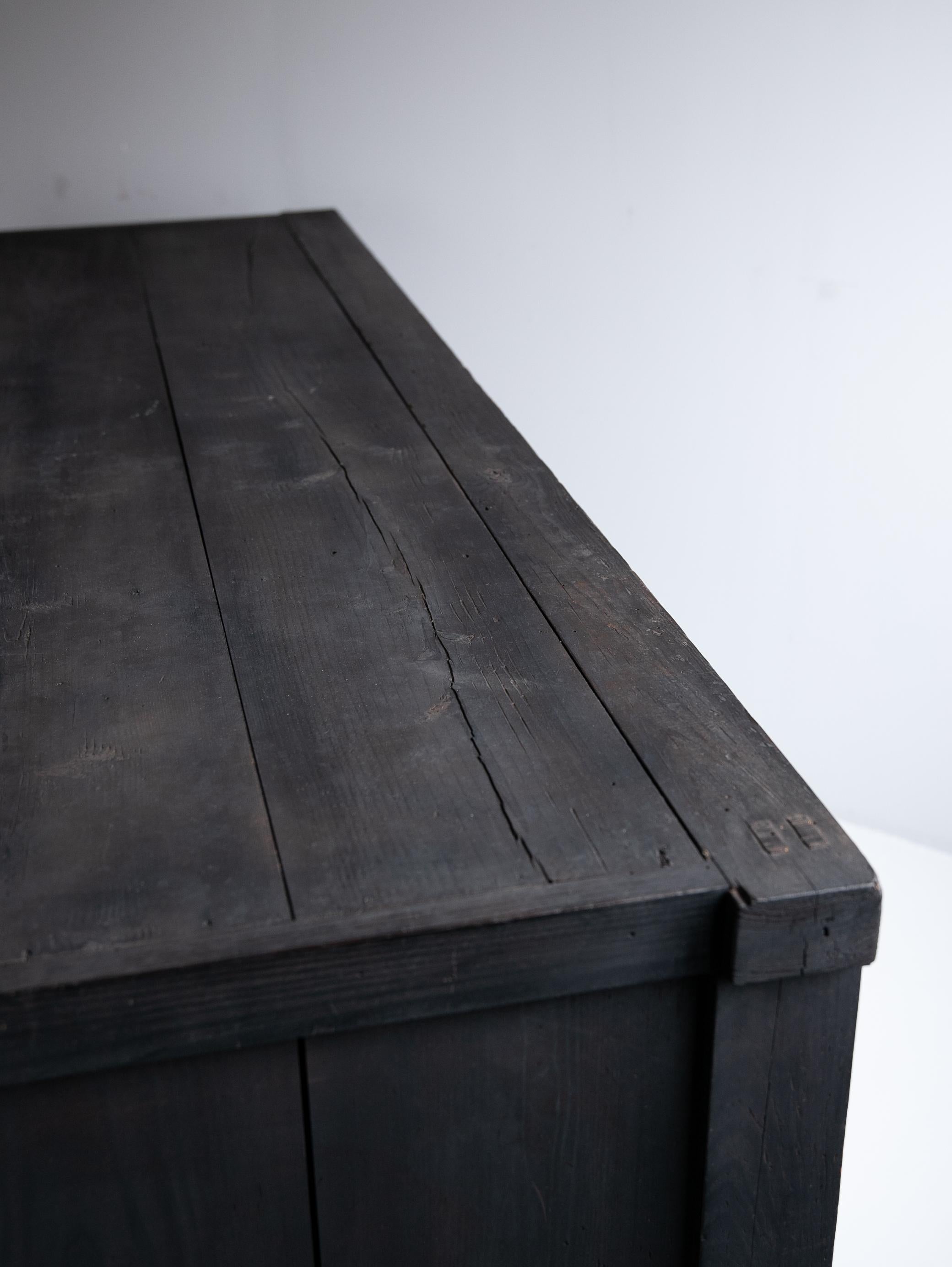 Japanese Antique Large Black Tansu 1860s-1900s / Cabinet Sideboard Wabi Sabi/ For Sale 9