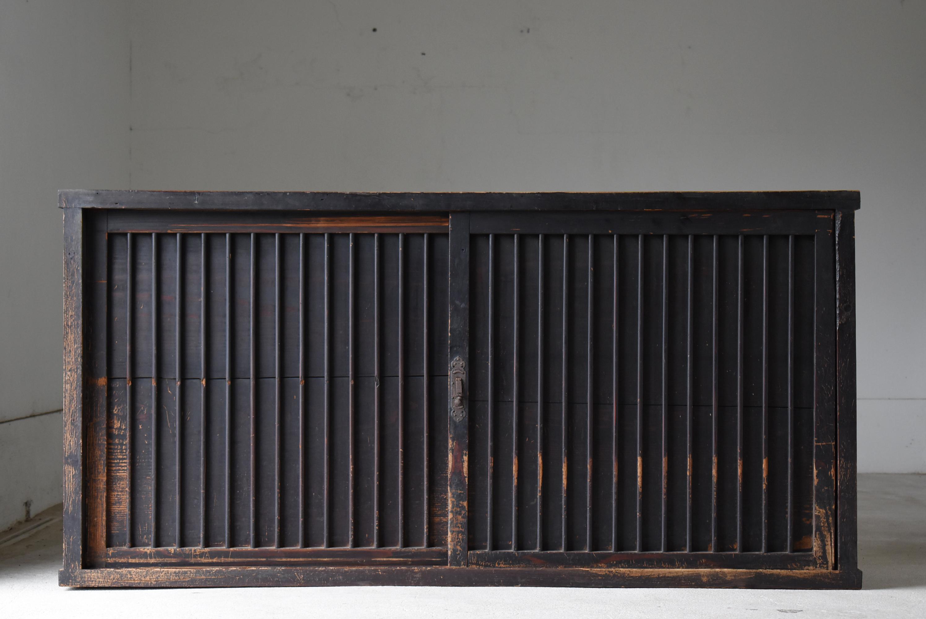 Japanese Antique Large Black Tansu 1860s-1900s / Cabinet Sideboard Wabi Sabi 14