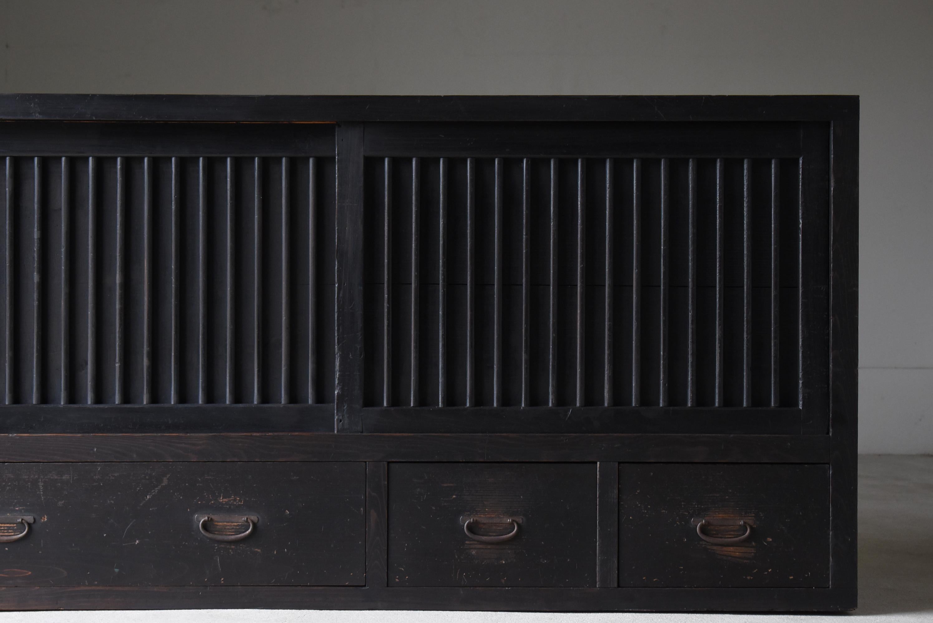 20th Century Japanese Antique Large Black Tansu 1860s-1900s / Cabinet Sideboard Wabi Sabi