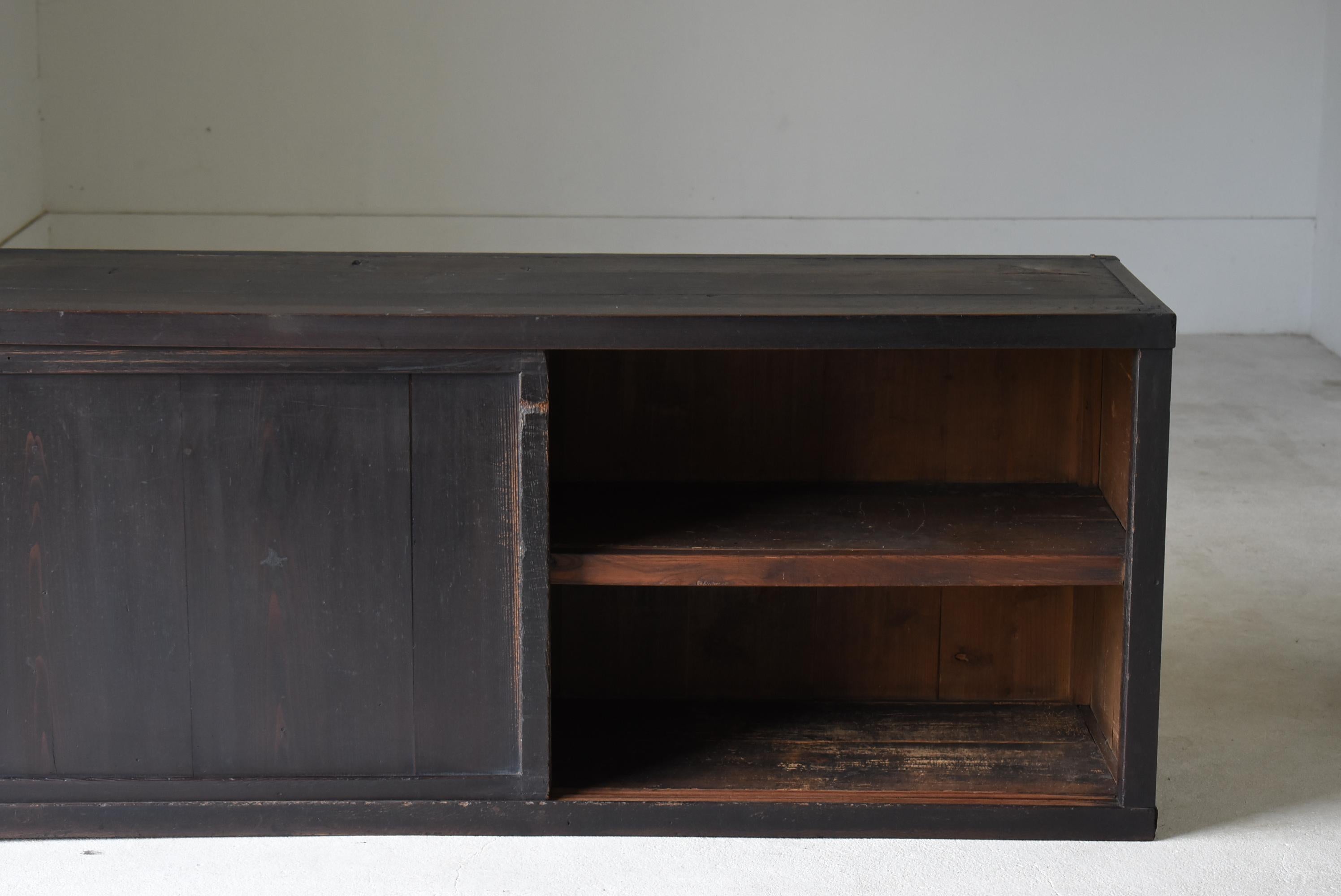 Cedar Japanese Antique Large Black Tansu 1860s-1900s / Cabinet Sideboard Wabi Sabi