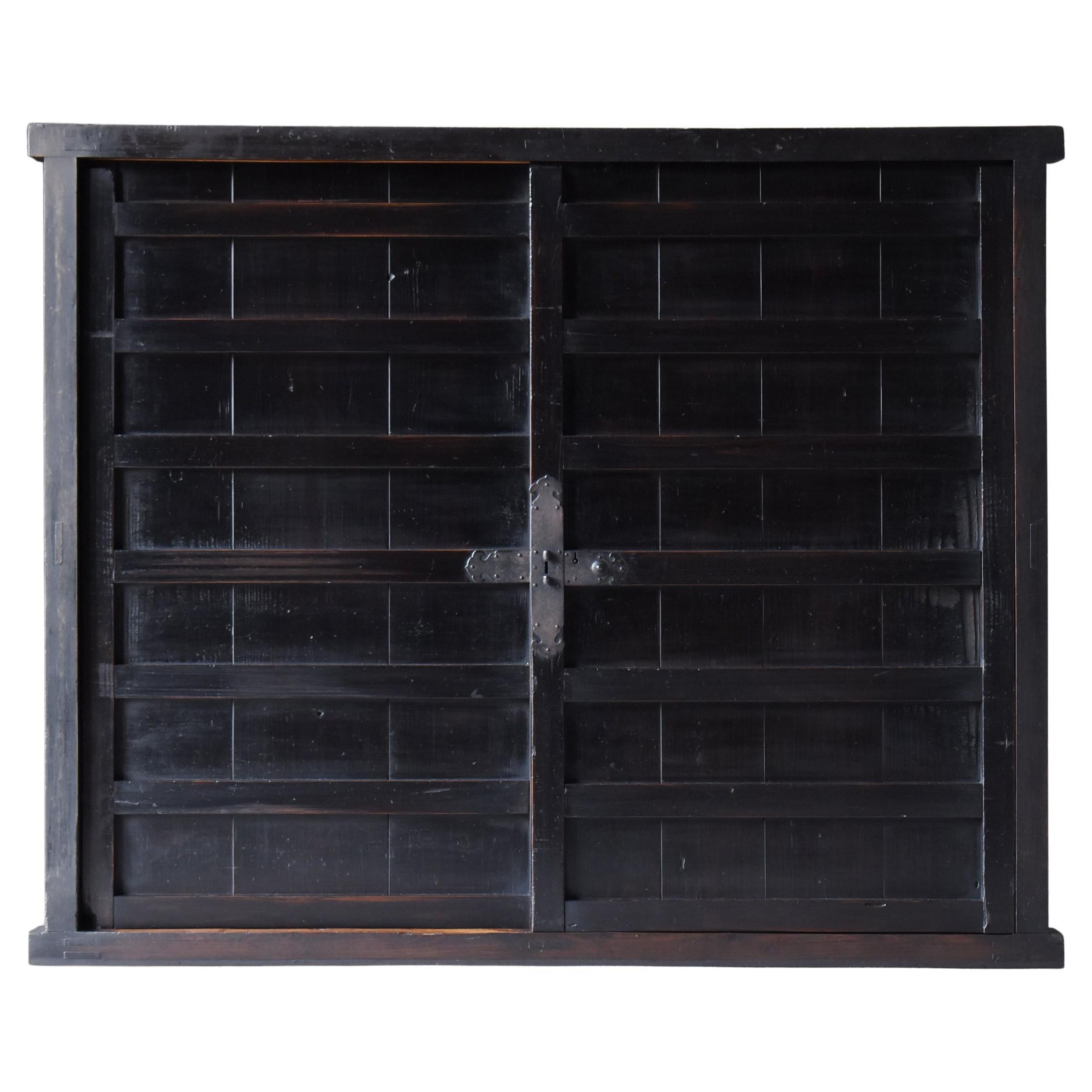 Antiguo Tansu Japonés Grande Negro 1860s-1900s / Aparador Wabi Sabi
