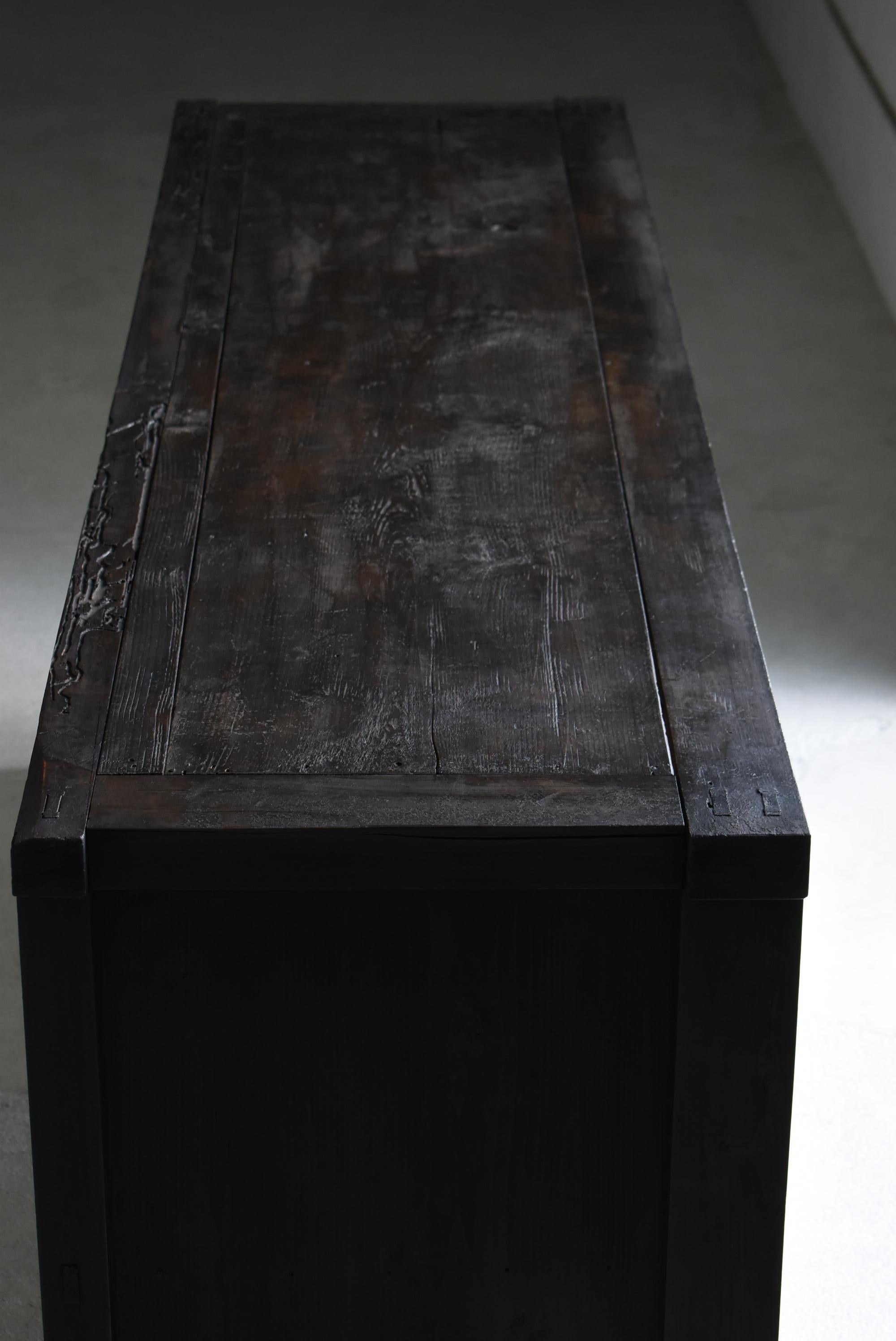 Grand Tansu noir ancien japonais 1860s-1900s / Cabinet Sideboard Wabisabi en vente 9