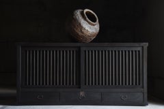 Japanese Antique Large Black Tansu 1860s-1900s / Cabinet Sideboard Wabisabi