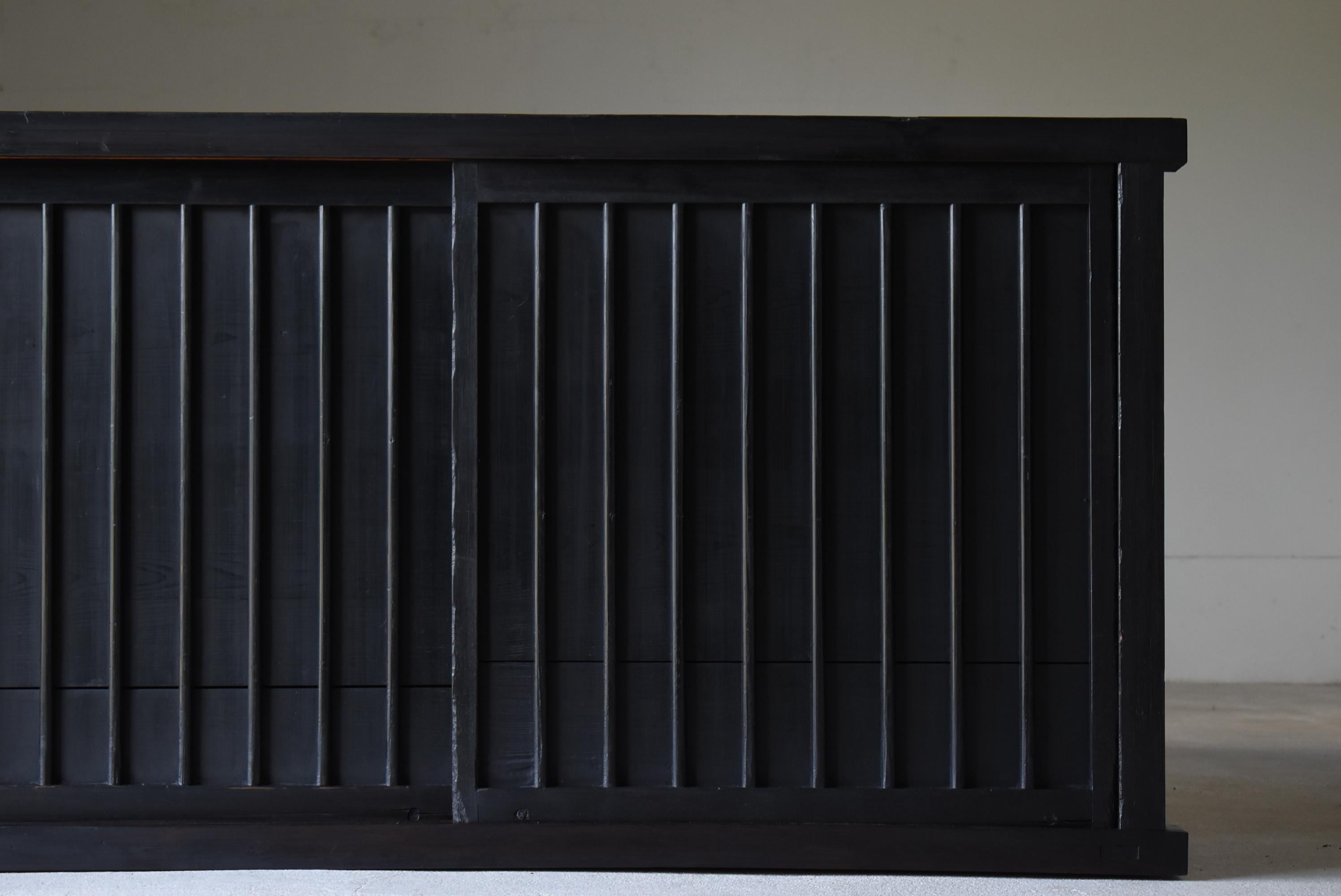 Cedar Japanese Antique Large Black Tansu 1860s-1900s / Cabinet Sideboard Wabisabi