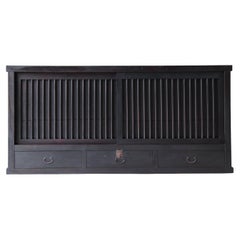 Japanische Antike Große Schwarze Tansu 1860er-1900er / Schrank Anrichte Wabisabi