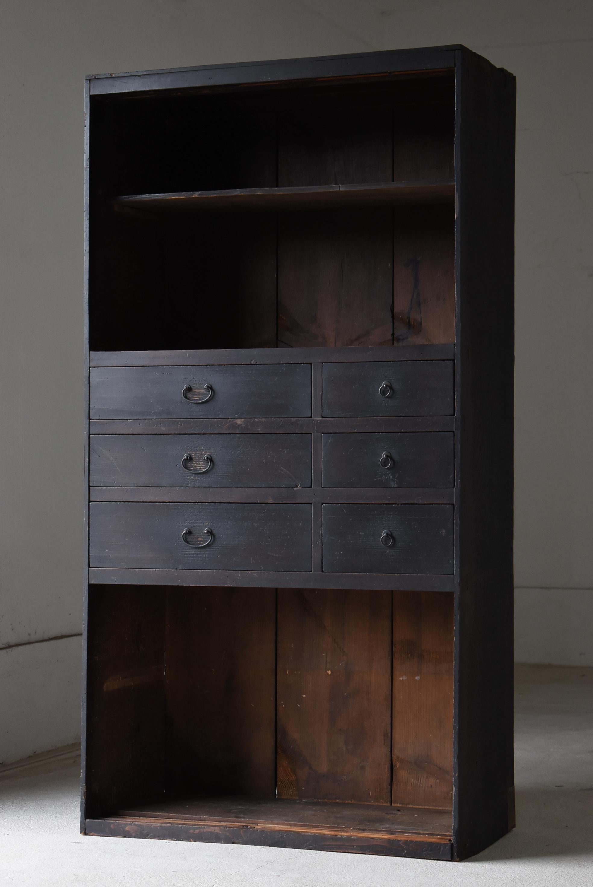 Antiguo Tansu Negro Grande Japonés Años 1860-1900 / Gabinete Wabi Sabi en venta 3