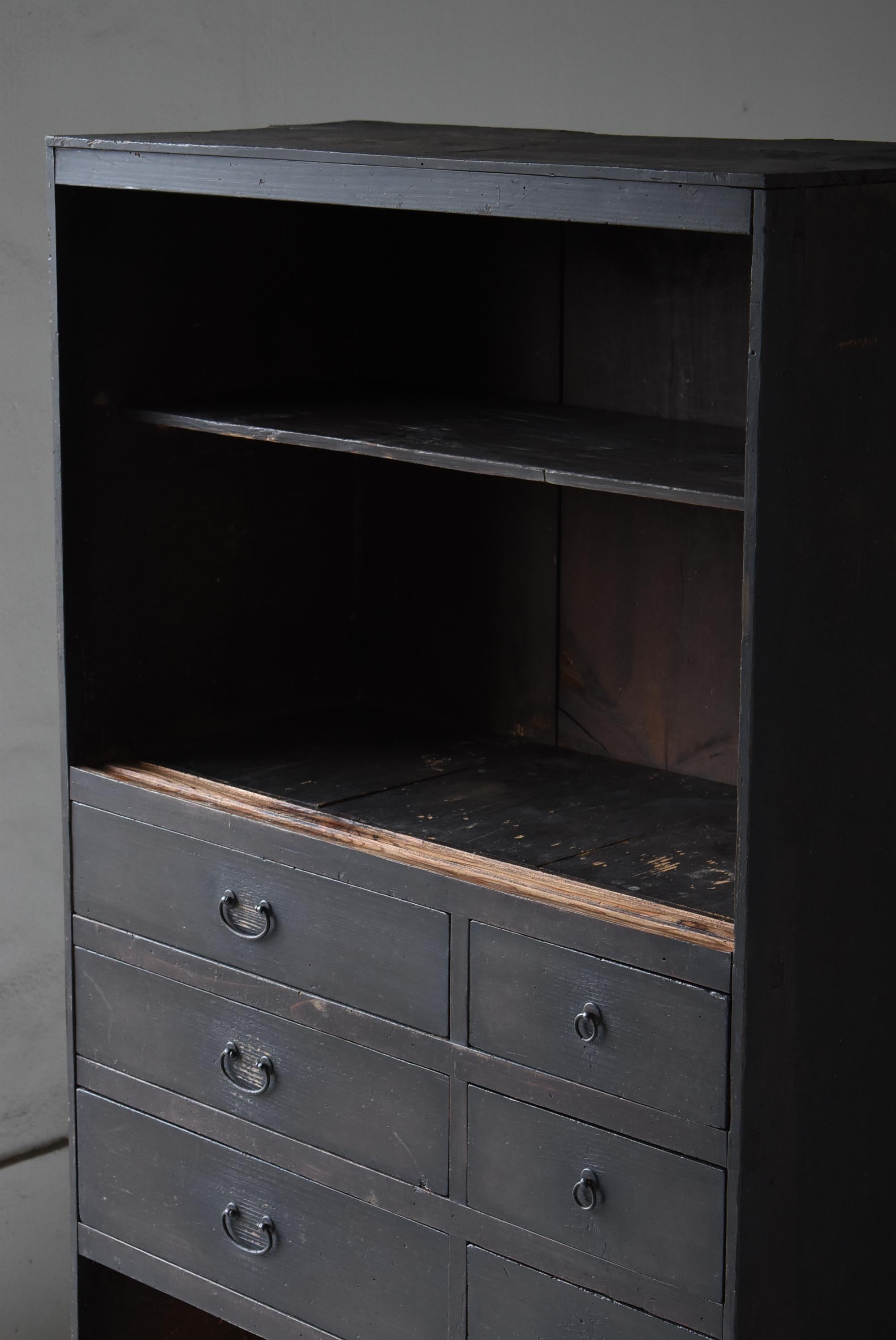 Antiguo Tansu Negro Grande Japonés Años 1860-1900 / Gabinete Wabi Sabi en venta 4