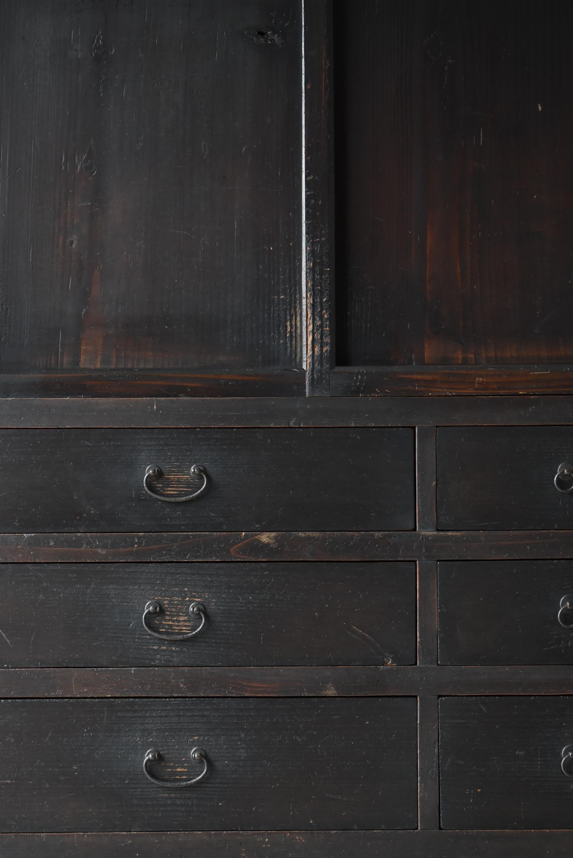 Antiguo Tansu Negro Grande Japonés Años 1860-1900 / Gabinete Wabi Sabi en Bueno estado para la venta en Chōsei District Nagara, JP