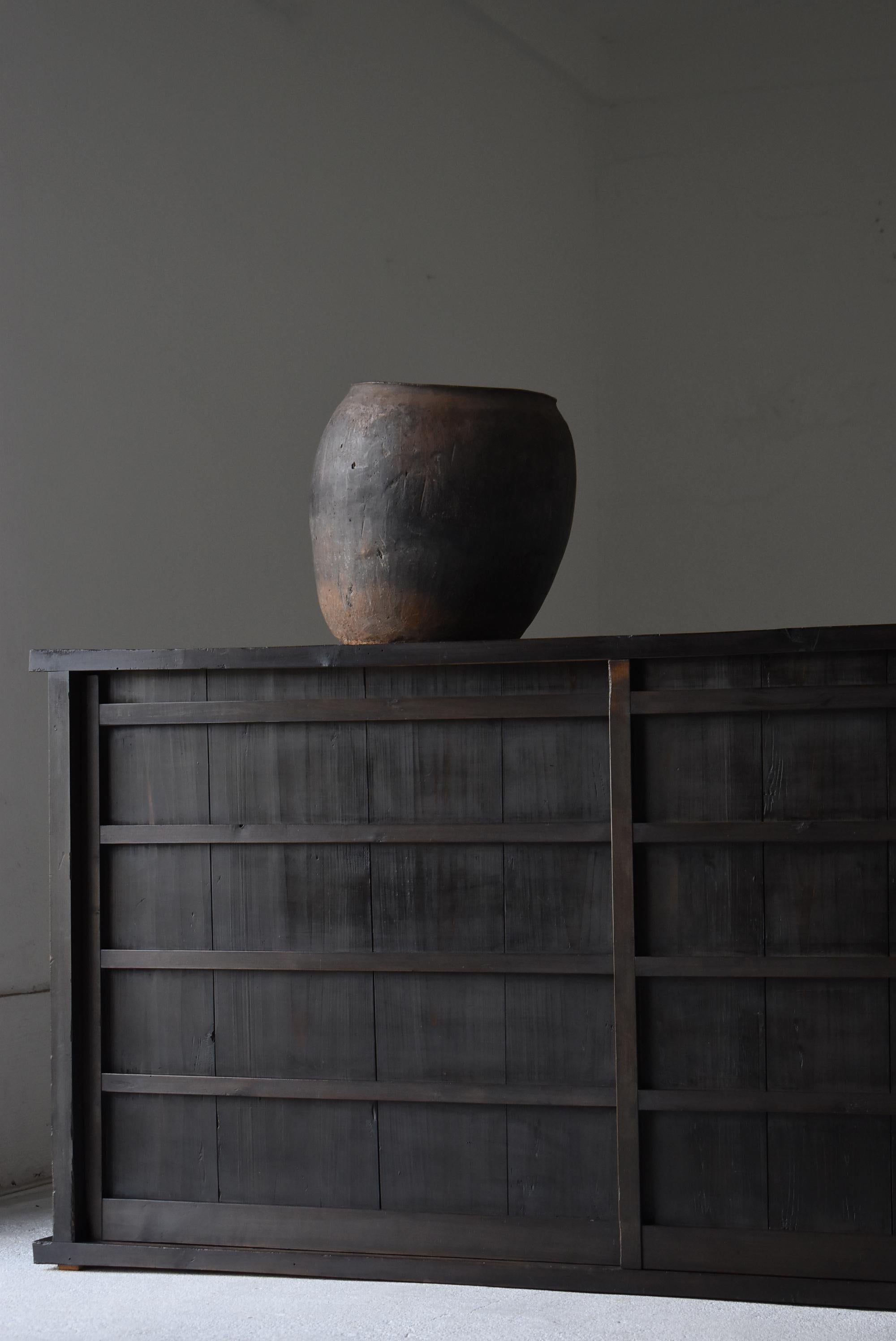 Antico giapponese Tansu nero di grandi dimensioni 1860-1900 / Credenza Cabinet Wabi Sabi in vendita 6